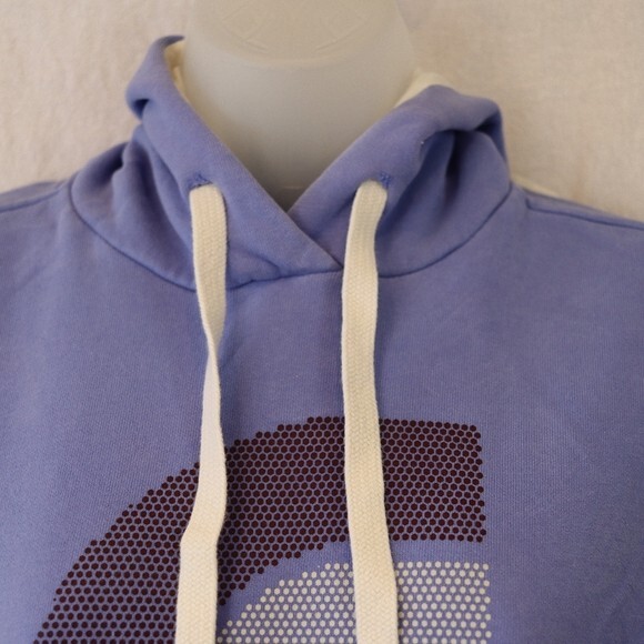 The North Face Blue Pullover Hoodie Medium Spellout Raised Dot Logo Sweatshirt - Picture 5 of 13